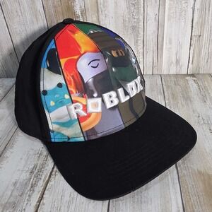Roblox Mens Black Graphic Snapback Hat Gaming Character Flat Brim SB78WJRBX
